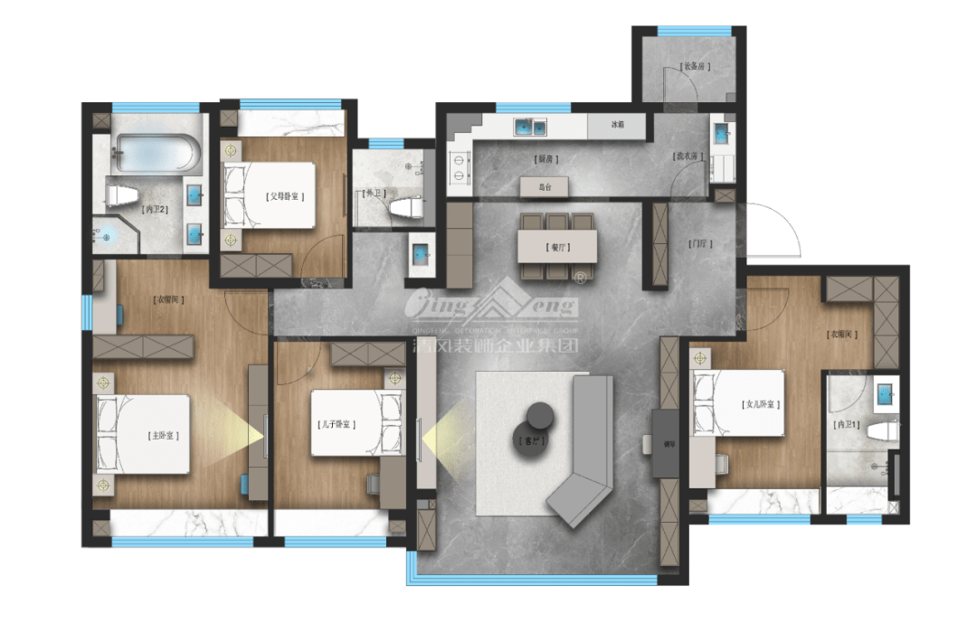 賞·析|198㎡現(xiàn)代輕奢，與精致主義撞個(gè)滿(mǎn)懷！